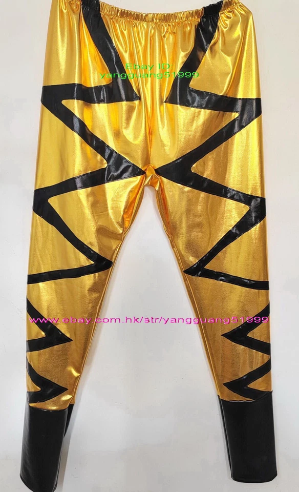 Unisex Wrestling Trousers Dark Gold/Black Shiny Metallic Men Tights/Pants F1063 - Image 1 of 1