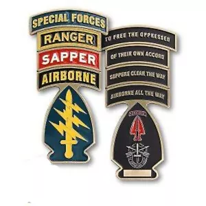MONEDA DE DESAFÍO BOINA VERDE AEROTRANSPORTADA ZAPADOR GUARDABOSQUES FUERZAS ESPECIALES EJÉRCITO 3" - Imagen 1 de 1