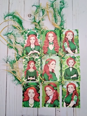 9 damas de St. Patty~hechas a mano~etiquetas de regalo~libros de recortes~diarios basura~artesanías~fiestas Foto 1 de 3