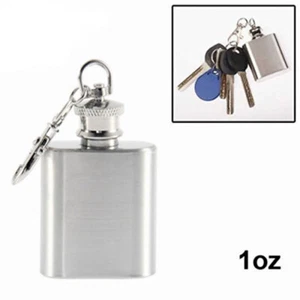 1oz Portable Mini Stainless Steel Hip Flask for Alcohol Bottle Travel Keyring - Picture 1 of 8