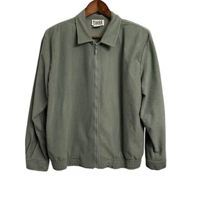 Teddi Full Zip Long Sleeve Jacket Ribbed Pockets Green Women’s Large Cottage - Picture 1 of 10