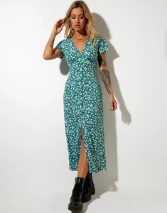 MOTEL ROCKS Larin Dress in Floral Field Green (MR25.3)