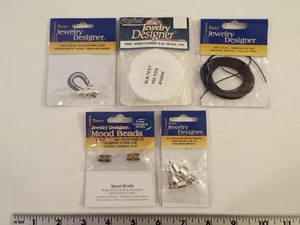 LOT-DARICE JEWELRY FINDINGS-MONO FILAMENT-BLACK CORD-MOOD BEADS-CONNECTORS-CLASP - Picture 1 of 6