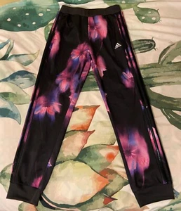 Adidas Jogger Sweat Pants Floral Print Girls Youth Size Large 14 - Picture 1 of 4