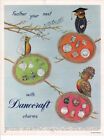 Vintage advertising print ad FASHION Jewelry Danecraft Charms Feather Nest 1966