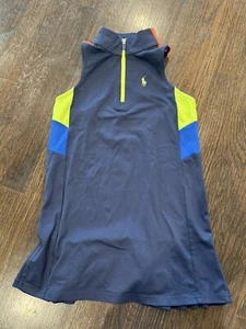 US Open Tennis Polo Ralph Lauren Navy Blue Dress Bra Neon Sport Girls size 6 - Picture 1 of 4