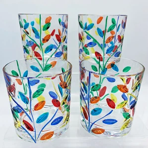 MILANO HAND PAINTED STEMLESS WINE | OLD FASHIONED GLASSES - SET OF FOUR - Picture 1 of 1