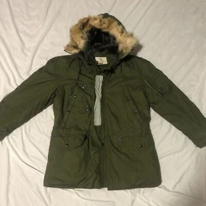 Vintage 1960er USAF Typ N-3B Jacke Flieger Herren grün Parka Fell reflektierend SMALL - Bild 1 von 19