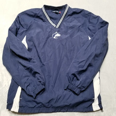 UCONN Huskies Mens S Pullover Jacket V-Neck Sport Tek Blue White Basketball Cover