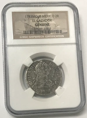 1783-MO FF Mexico 2R Silver 2 Reales - El Cazador Shipwreck - NGC Genuine - Image 1 of 4