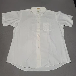 Vintage LL Bean Shirt Mens 18 XL Made USA White SS Dead Stock with light stain - Picture 1 of 12
