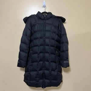 Eddie Bauer Women's XXL Jacket EB650 Goose Down Black Long Puffer Coat - Picture 1 of 6