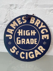 Vintage Advertising James Bryce 5 Cent Cigar Fan Pull Sign 2 Sided Store - Picture 1 of 4