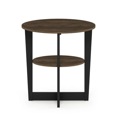 Contemporary Engineered Wood Oval End Table - Columbia Walnut/Black - Image 1 of 4
