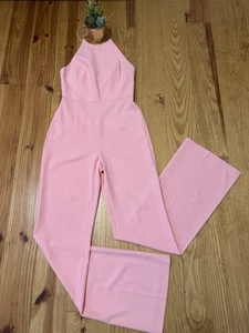 NWT Alice + Olivia Adinah High-Neck Jumpsuit Pink Women’s SIZE 4 $395 Retail - Picture 1 of 16
