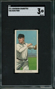 1911 T206 Sovereign 460 Russ Ford SGC 3 New York Yankees Highlanders RARE BACK
