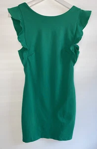 Forever New Green Short Cocktail Party Dress With Ruffle Capped Sleeves Size 10 - Picture 1 of 12