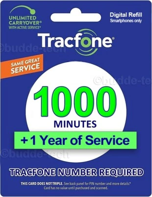 TracFone 1000 Minutes +1 Year (365 Days) Smartphones *Direct Add within 2 Days! - Image 1 of 4