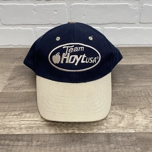 Team Hoyt USA Strapback Hat Cap Embroidered Logo Archery Hunting Blue & Tan - Picture 1 of 14