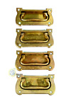 SET X4 HEAVY QUALITY ARTS&CRAFTS GOTHIC ANTIQUE BRASS RECESSED CAMPAIGN HANDLES