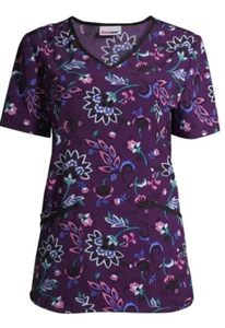 SCRUB STAR Womens Top Purple Floral Size M Light Weight New - Picture 1 of 8