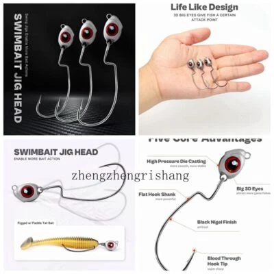 20 PIEZAS Cabezas de Plantilla Columpio Gancho de Pesca Swimbait Ned Rig Ganchos Sin Malezas Lubina Crappie Foto 1 de 4