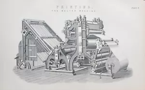 Antiker Druck Druck Gravur um 1870 Double The Walter Machine - Bild 1 von 14