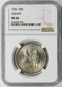 1936 Albany Silver Half Dollar Commemorative 50c NGC MS66 - Picture 1 of 4