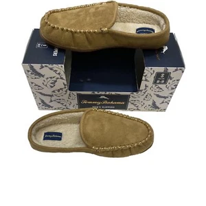 Tommy Bahama Slippers Men's Small 8/9 Brown Cognac Preppy Sherpa Lined  Comfort - Picture 1 of 10