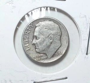 1947 Roosevelt Dime Error 'N'  Missprinted At Mint - Picture 1 of 2