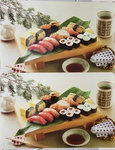 Set 2 tovagliette da cucina stampate in plastica stessa, 12" x 17", SUSHI & SASHIMI - Foto 1 di 12