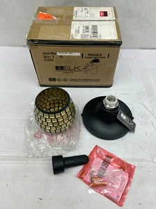 ELK Lighting Celina 1-Light Semi Flush Dark Rust Gold Mosaic Ceiling Light AM14 - Picture 1 of 8