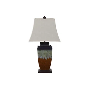 Stylecraft Varna Ceramic Table Lamp - Brown And Turqoise MULTI ONE SIZE - Picture 1 of 4