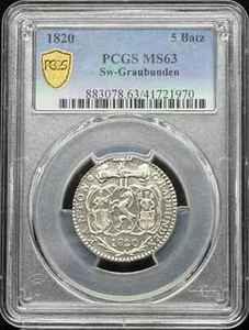 1820 SWITZERLAND Billon BATZEN PCGS MS-63 - Picture 1 of 3