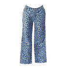 Fendi Leopard Pattern Long Pants Light Blue Beige Black Vintage Ak38184d