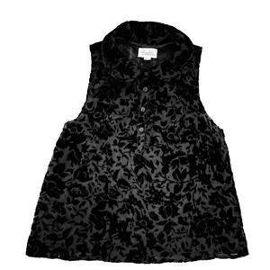 Forever 21 Boutique Black Burnout Velvet  Top SZ S Womens Sheer Goth Sleeveless - Picture 1 of 9