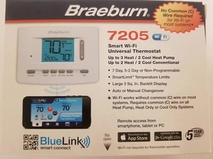 Braeburn 7205 Digital Programmable Wi-Fi Thermostat, White- Open Box - Picture 1 of 5