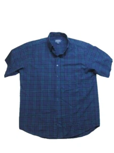 Orologio Pendleton Lana Nera a Quadri Tartan Maniche Corta Bottone Camicia Grande - Foto 1 di 10
