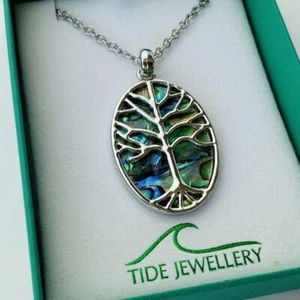 Tree Of Life Paua Shell 36mm Necklace Pendant Tide Jewellery Gift - Picture 1 of 7