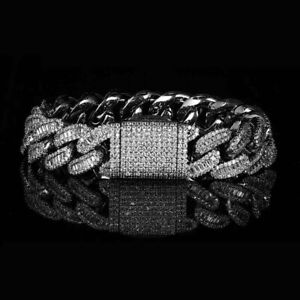 12MM Lab Created Diamond Cuban Link Men's Bracelet 925 Sterling Silver 8.50" 9Ct