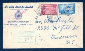 KANADA MILITÄRPOST 501 REG BOXED CANCEL VALCARTIER PATRIOTIC LABEL COVR - Bild 1 von 1