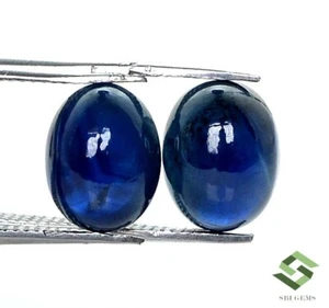 9x7 mm Natural Blue Sapphire Oval Cabochon Pair 6.59 CTS Loose Gemstones - Picture 1 of 9
