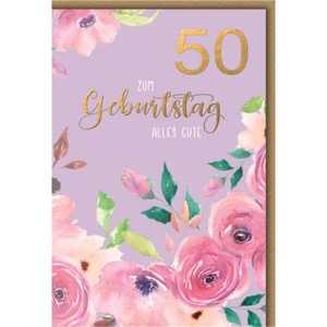 50. Geburtstag - Glückwunschkarte im Format 11,5 x 17 cm mit Umschlag - Rosa Blu - Bild 1 von 1