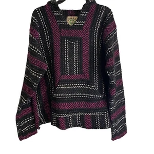 Original Baja Men's Eco Friendly Black/Pink Bohemian Hoodie Size M - Picture 1 of 4