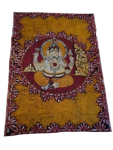 Ganesh Batik Wall Hanging Tapestry X-Large Hindu Cotton 74x48 Hippy Boho Decor - Picture 1 of 2
