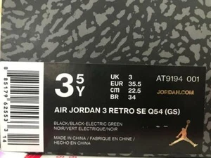Nike Air Jordan 3 Retro Se Q54 GS Mujer Niño Niña Zapatillas Talla Quai 54 - Imagen 1 de 37