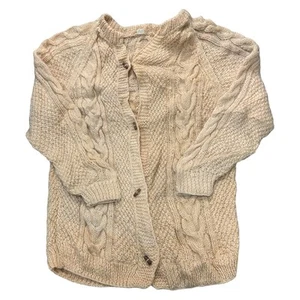 Vintage Wool Knit Cardigan Chunky Cable Made In Nepal Orange Womens Large - Picture 1 of 7