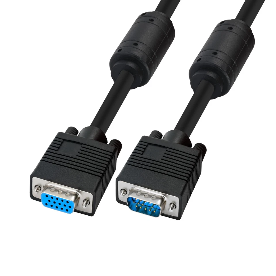 25m S-VGA Kabel VGA Monitor Verlängerung Ferritkern schwarz geschirmt - Bild 1 von 4