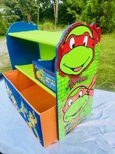 RARE 25” Teenage Mutant Ninja Turtles TMNT Kids Toy Wood Storage Organizer Bins - Picture 1 of 8