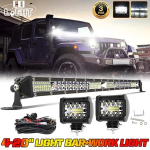 20inch LED Light Bar Spot Flood Combo +4" Pods Offroad For Jeep Truck SUV+Wiring - Bild 1 von 18